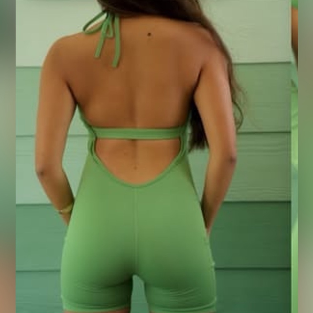Active by Teal Halter romper in Matcha